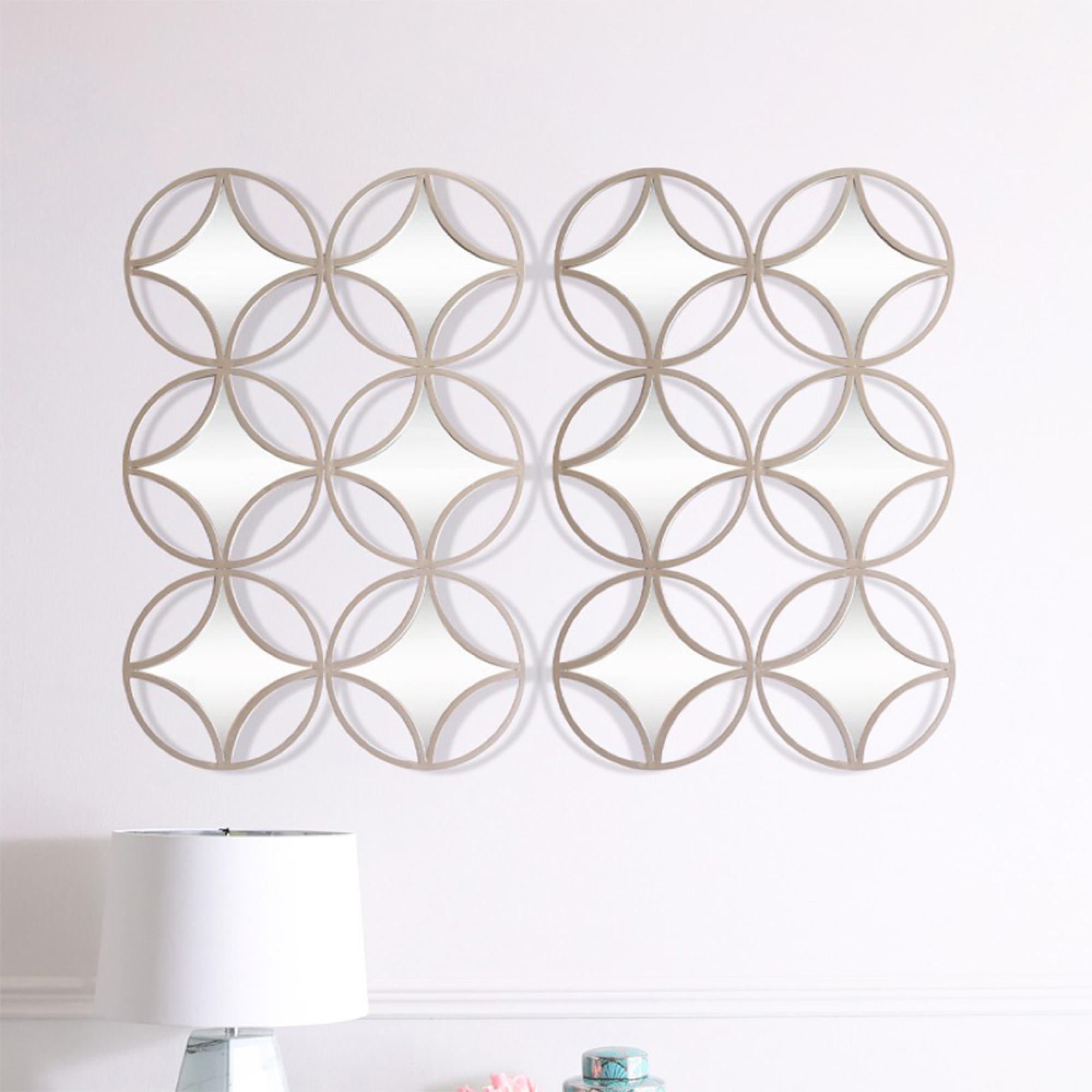 Wall Mirror - Silver Metal Circles - 104.5cm x 140cm