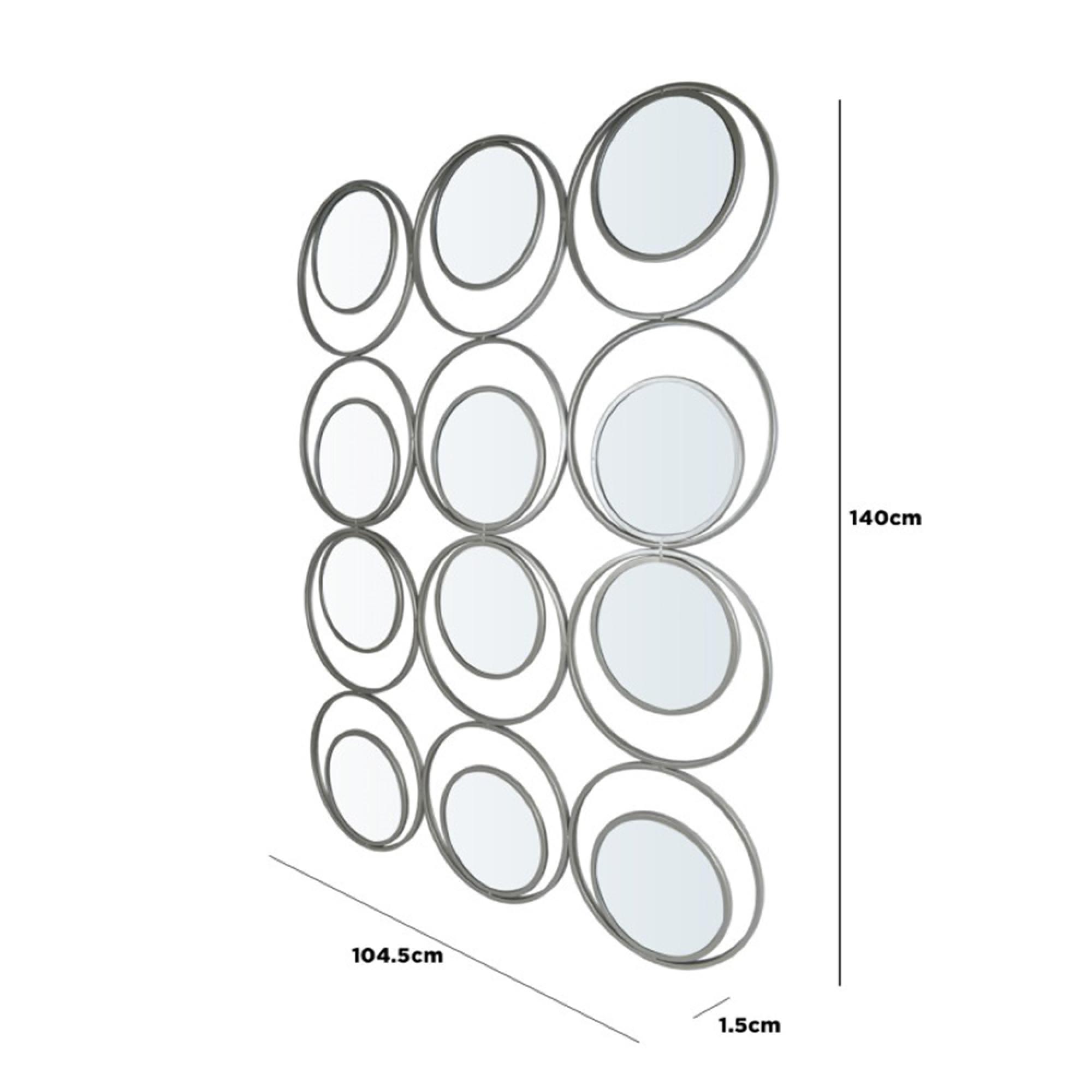 Wall Mirror - Silver Metal Circles - 104.5cm x 140cm