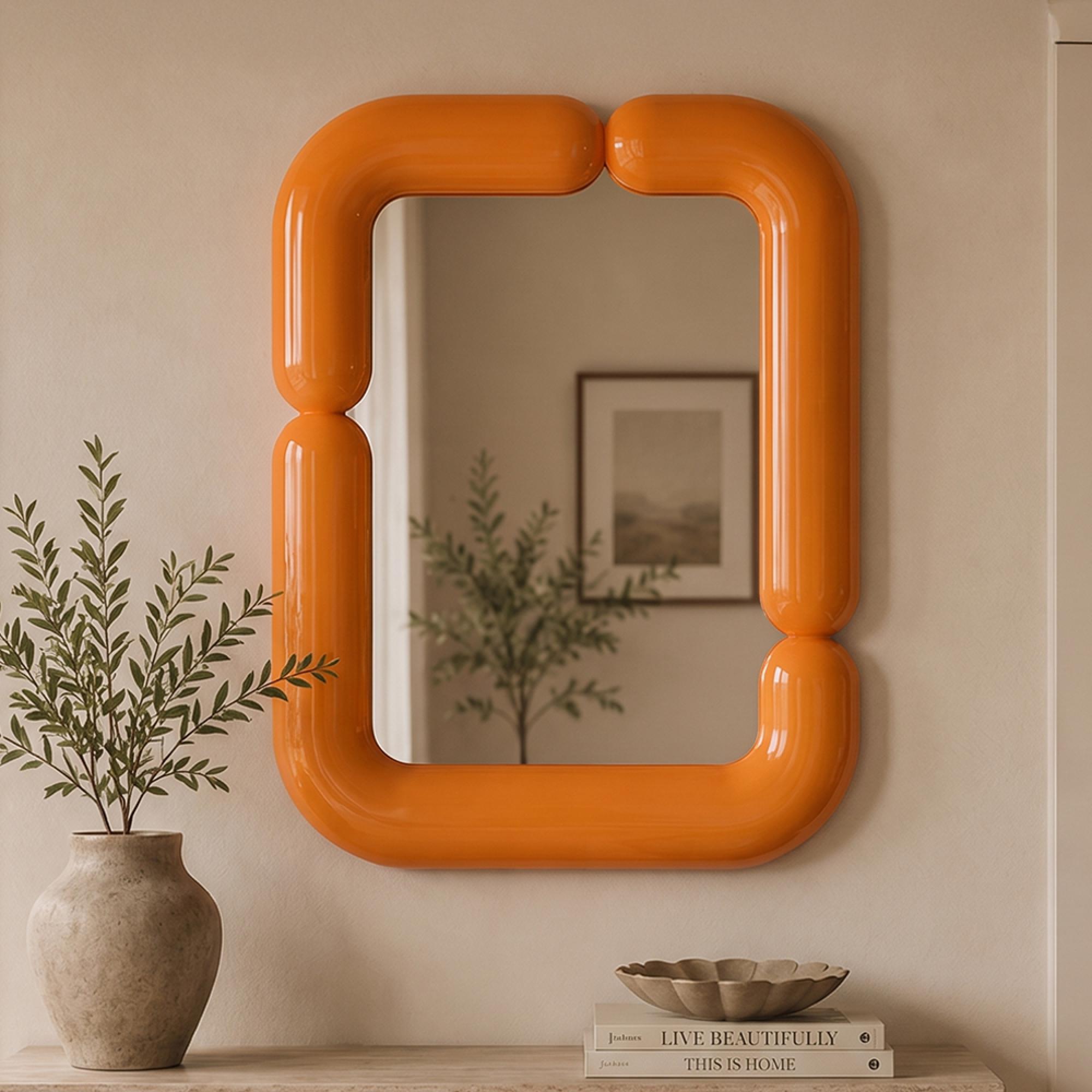 Ayla Wall Mirror - Orange - Metal - 80cm x 100cm