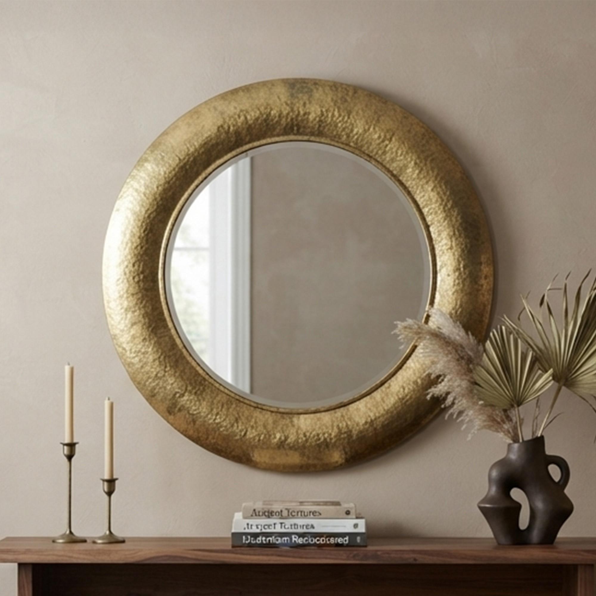 Laraya Wall Mirror - Round - Gold - Aluminium - 91cm x 11cm