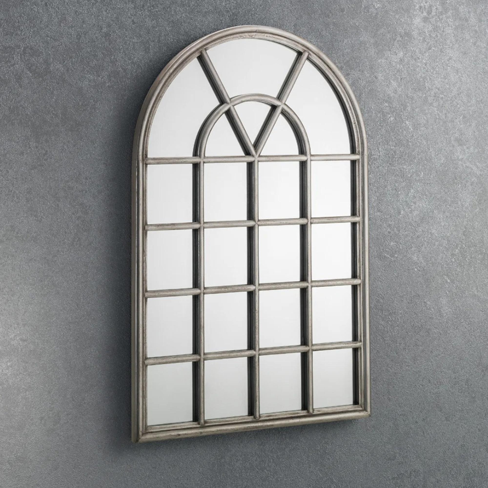 Opus Window Mirror - Arch - Pewter Effect - Wood - 60cm x 90cm