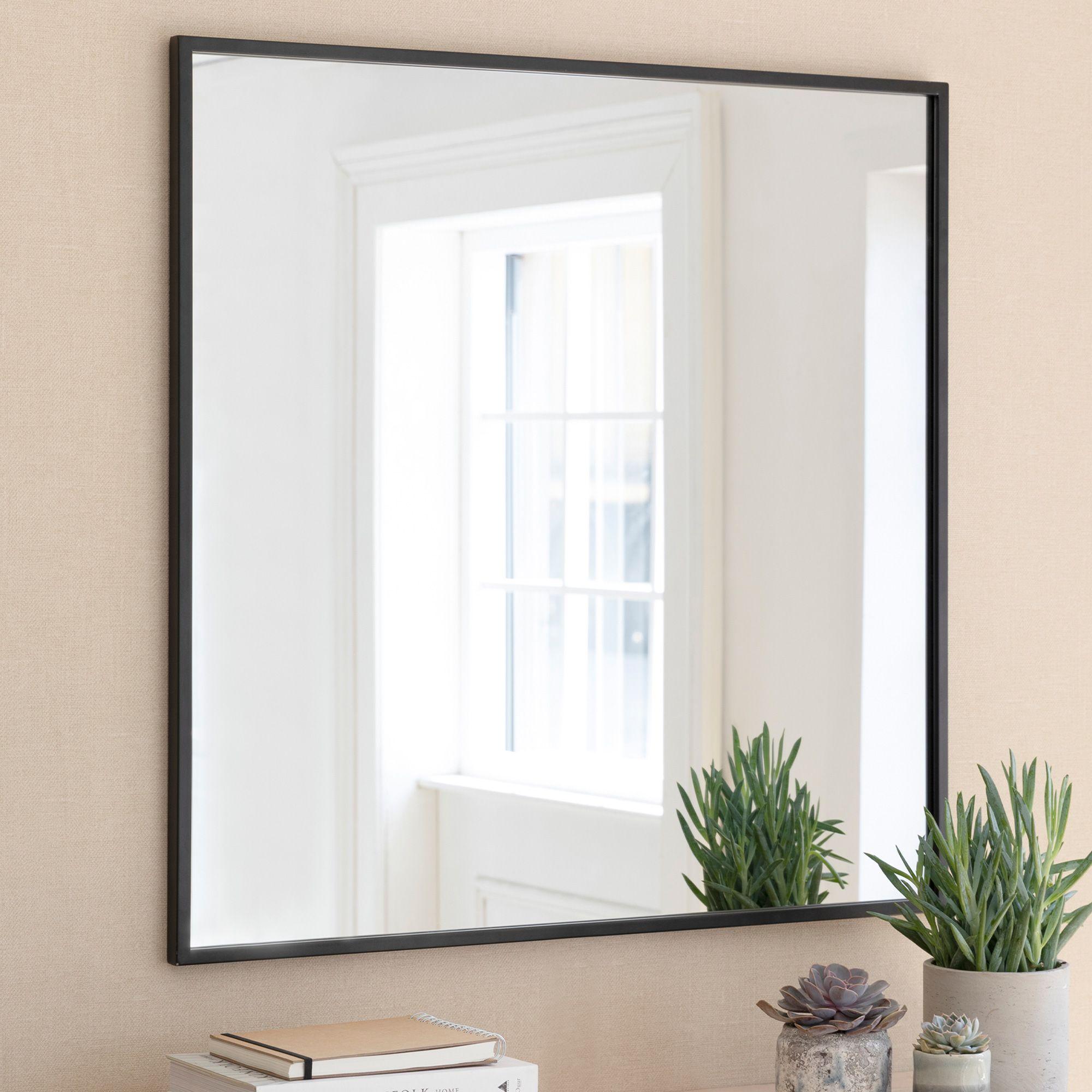 Avening Square Wall Mirror 90x90cm Black