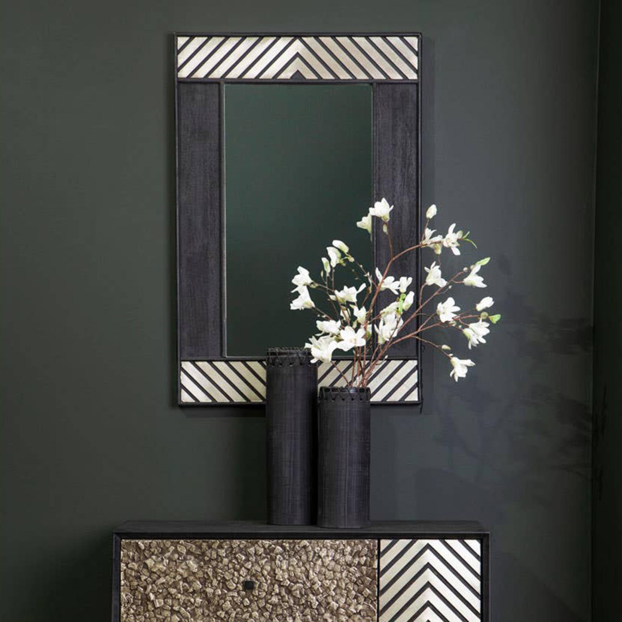 Boho Wall Mirror - Bone Inlay Frame - Large