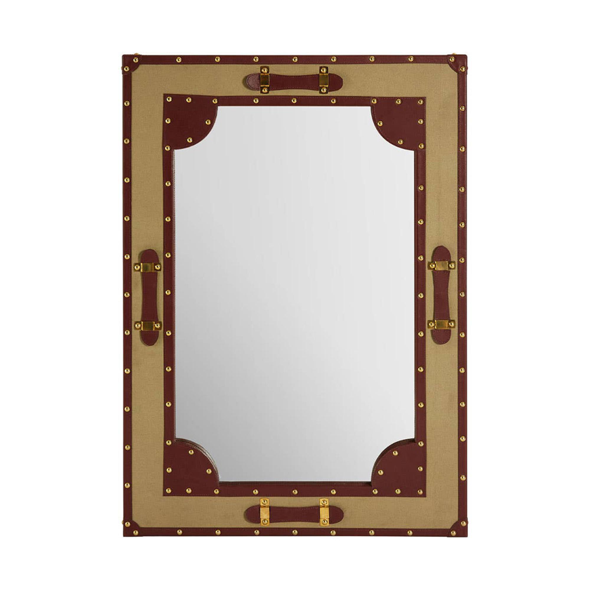 Columbus Wall Mirror - Canvas with Leather Trim