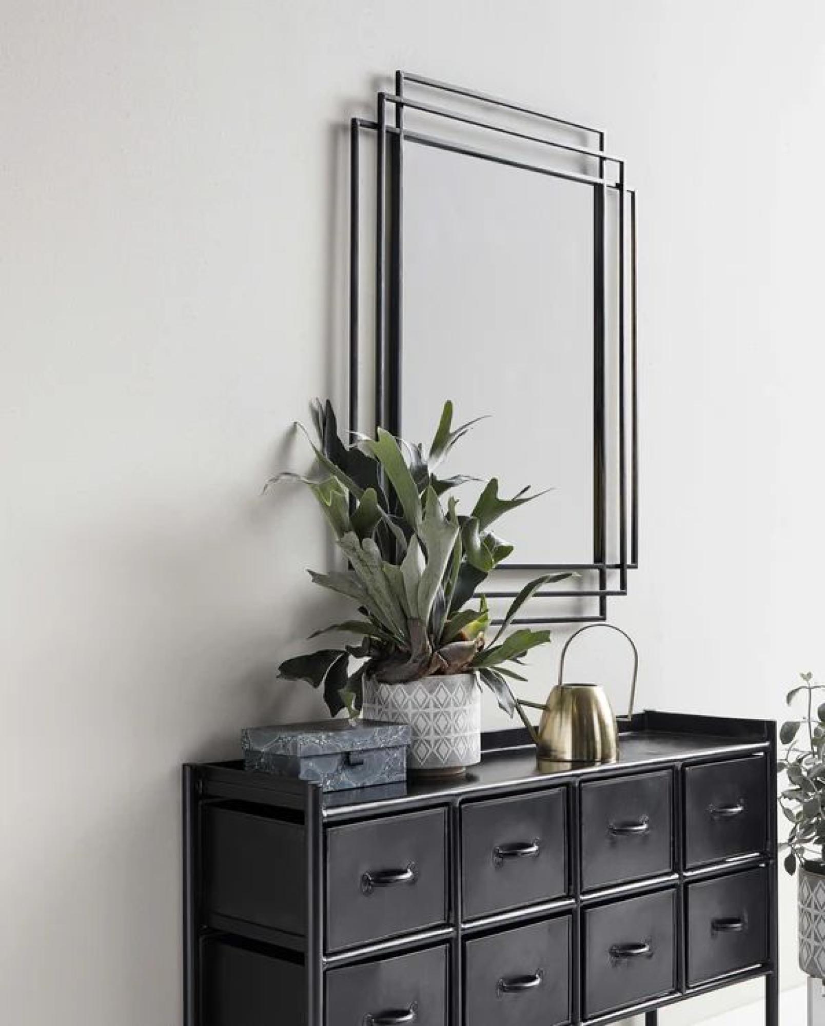 Wall Mirror - Black Metal Frame - 76cm x 97cm