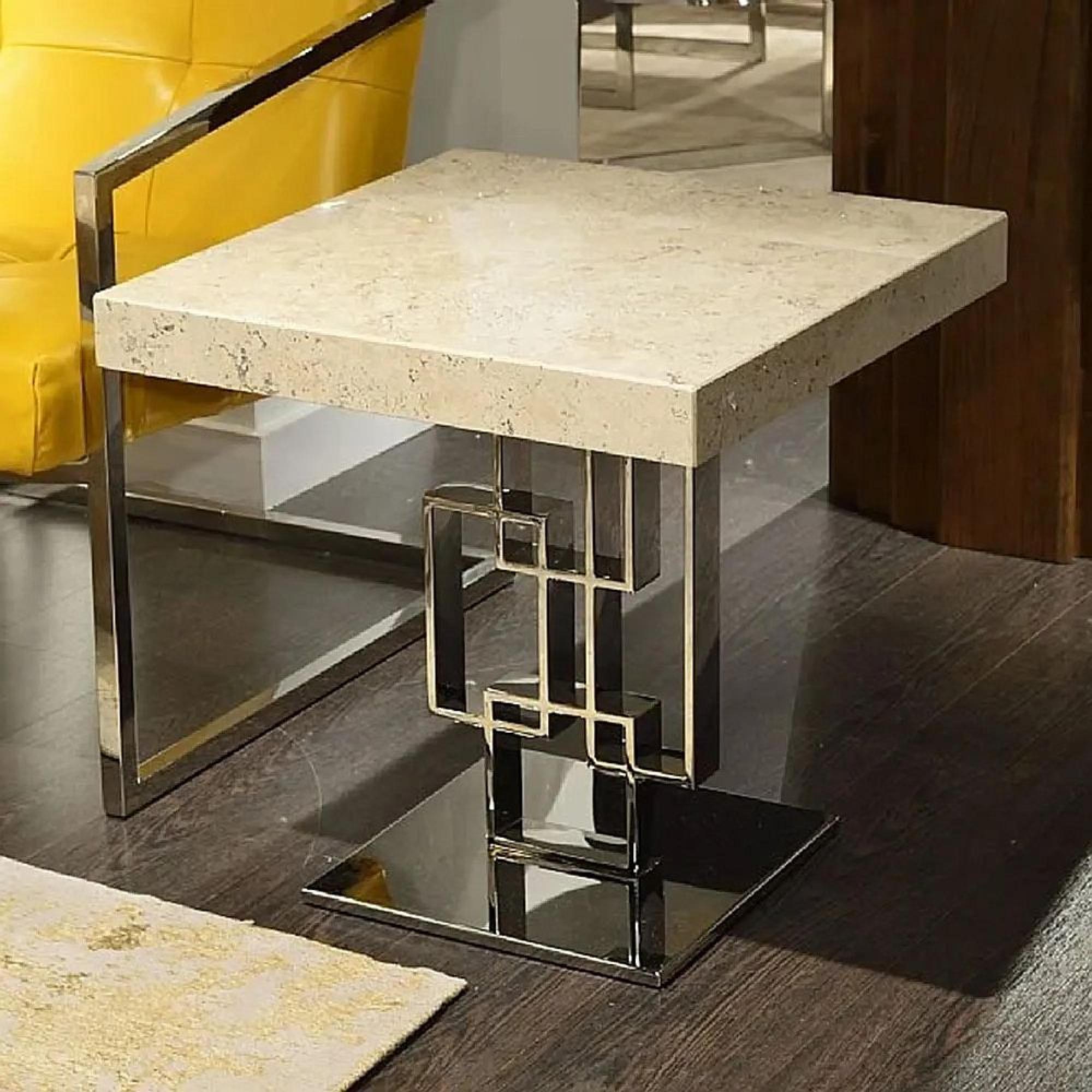 Windows Occasional Table - Marble with Stainless Steel Base - Variation Available