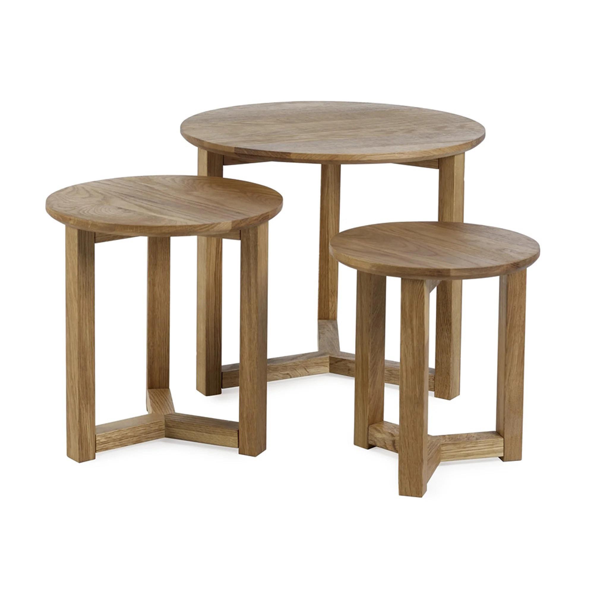Nidri Nest of Tables - Set of 3 - Oak - Round