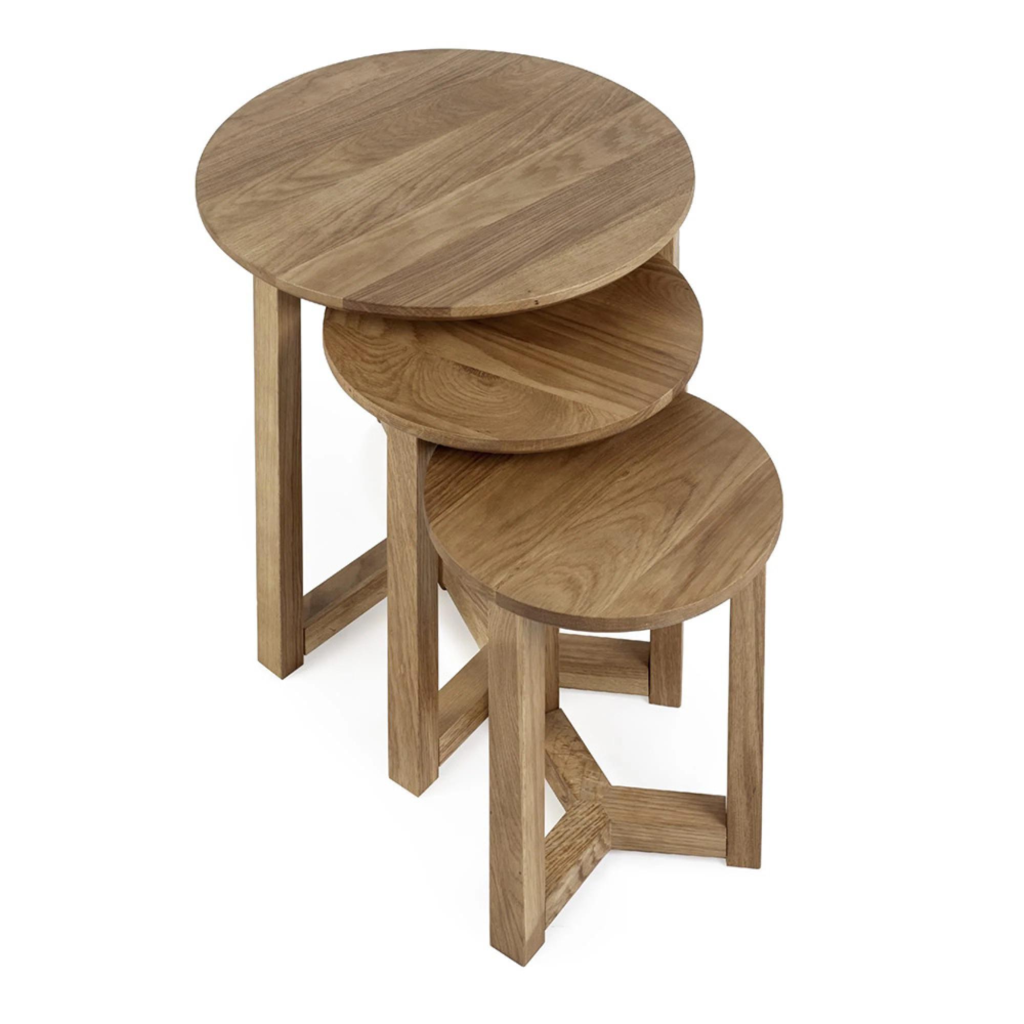Nidri Nest of Tables - Set of 3 - Oak - Round