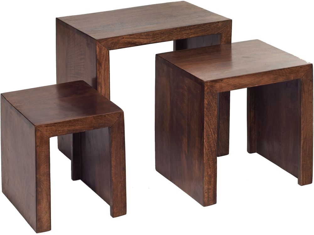 Ajmer Dark Mango Wood Nest of 3 Tables