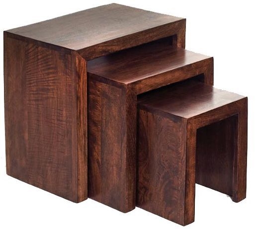 Ajmer Dark Mango Wood Nest of 3 Tables