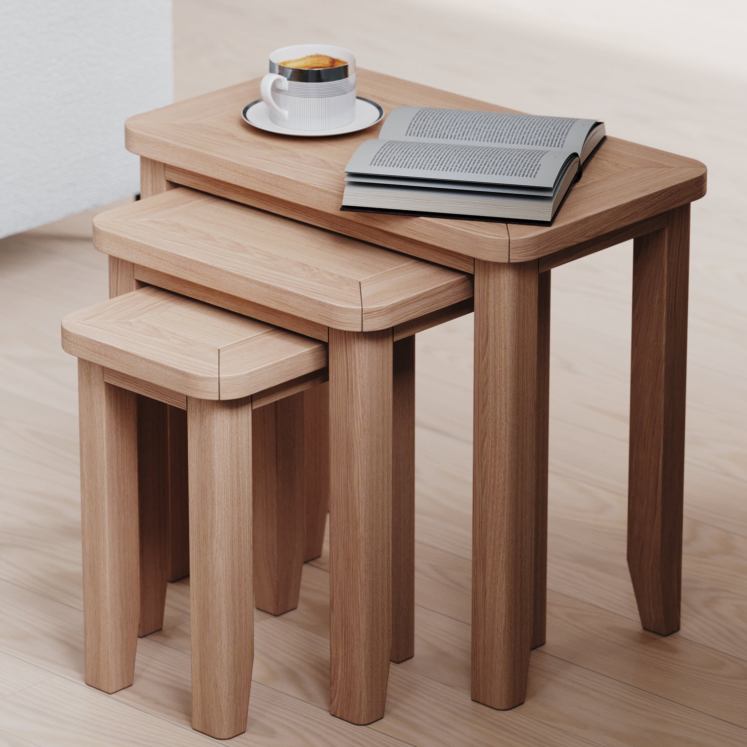 Arden Oak Nest of 3 Tables