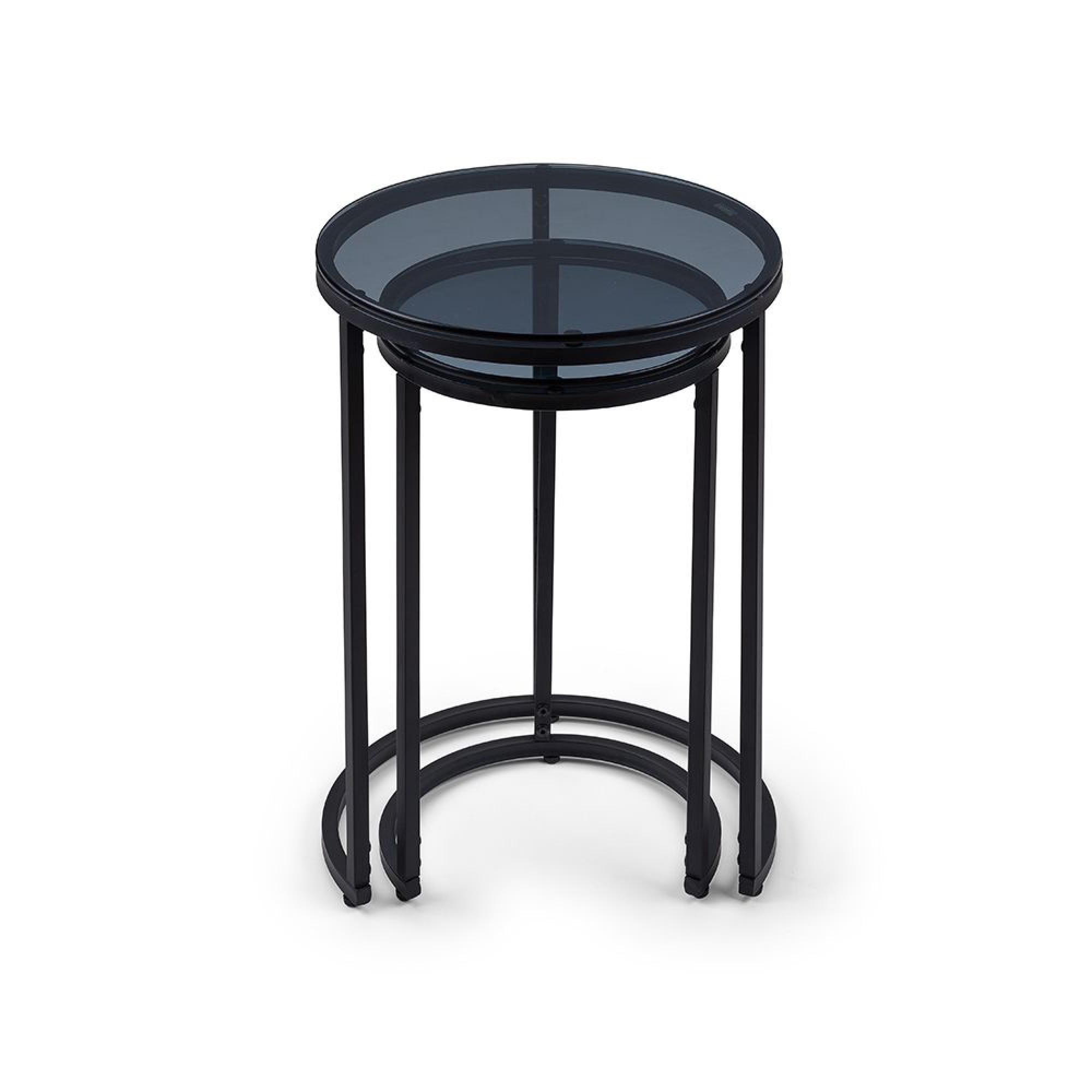 Chicago Nest of Tables - Set of 2 - Round - Smoked Glass