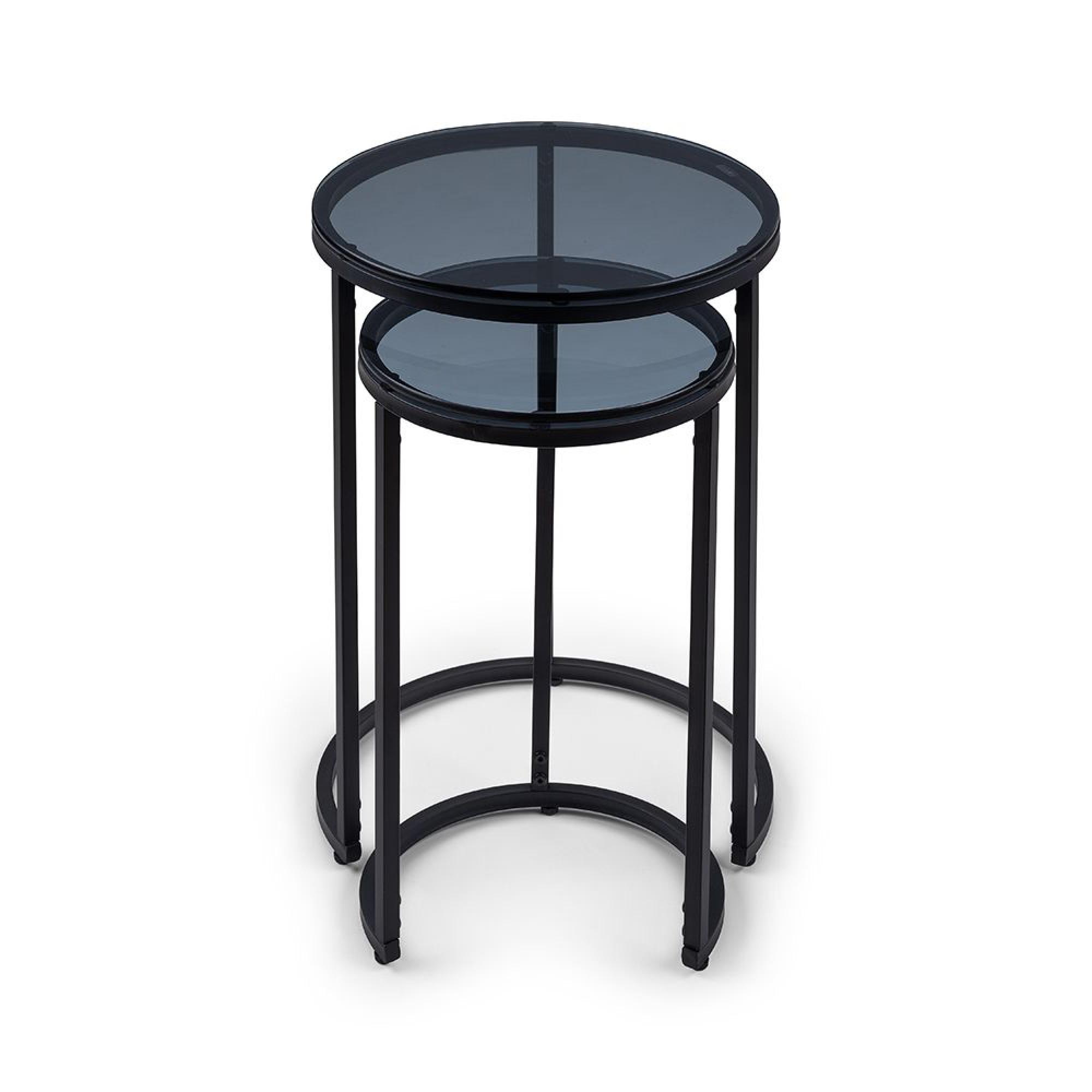 Chicago Nest of Tables - Set of 2 - Round - Smoked Glass