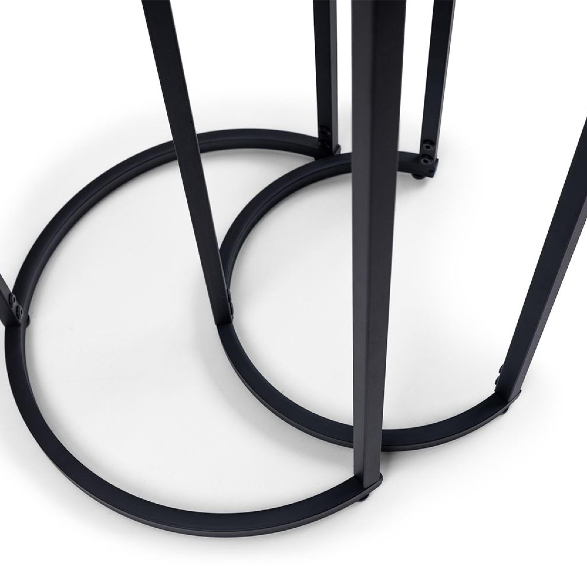 Chicago Nest of Tables - Set of 2 - Round - Smoked Glass