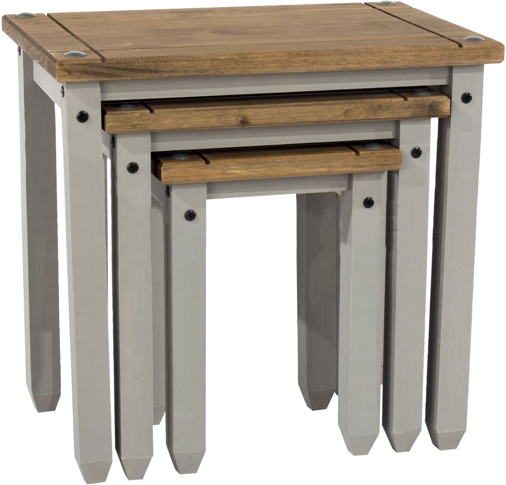 Corona Nest of Tables - Set of 3 - Grey Mexican Pine