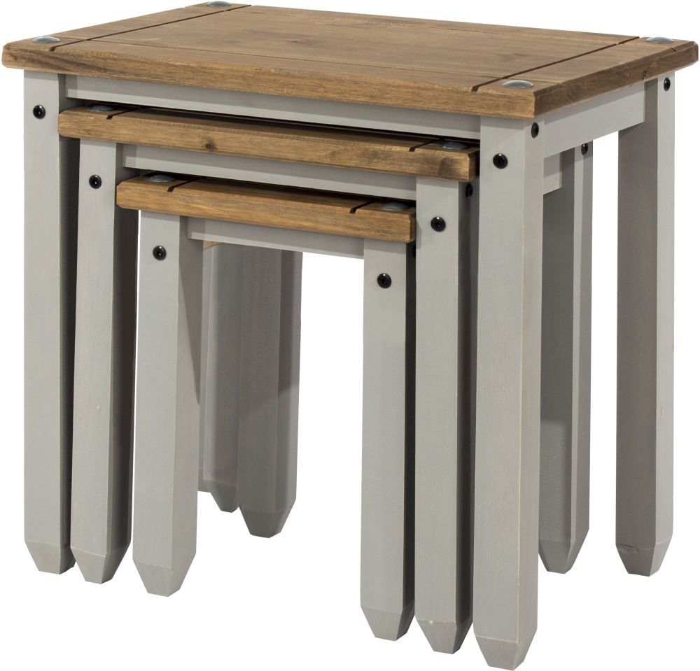 Corona Nest of Tables - Set of 3 - Grey Mexican Pine