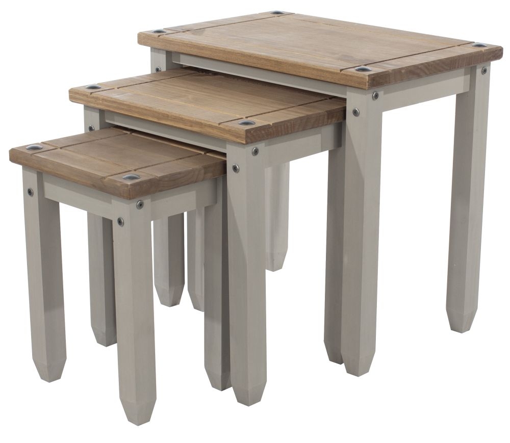 Corona Nest of Tables - Set of 3 - Grey Mexican Pine