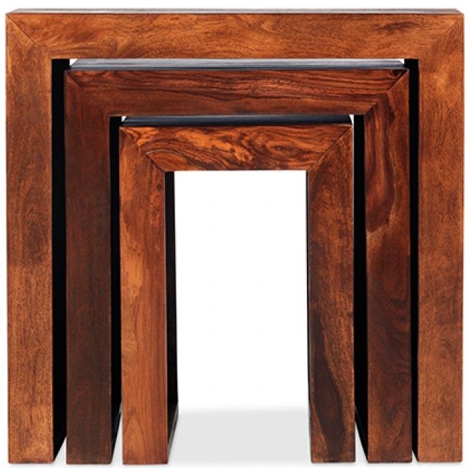Cube Sheesham Nest of 3 Tables