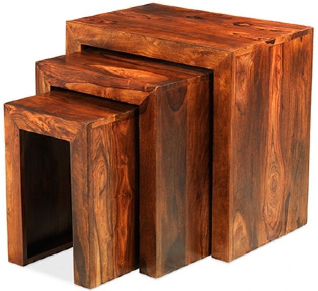 Cube Sheesham Nest of 3 Tables