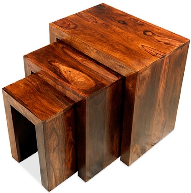 Cube Sheesham Nest of 3 Tables