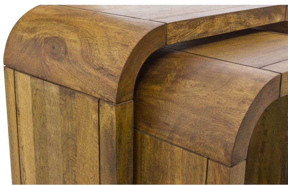 Curved Edge Mango Wood Nest of 2 Tables