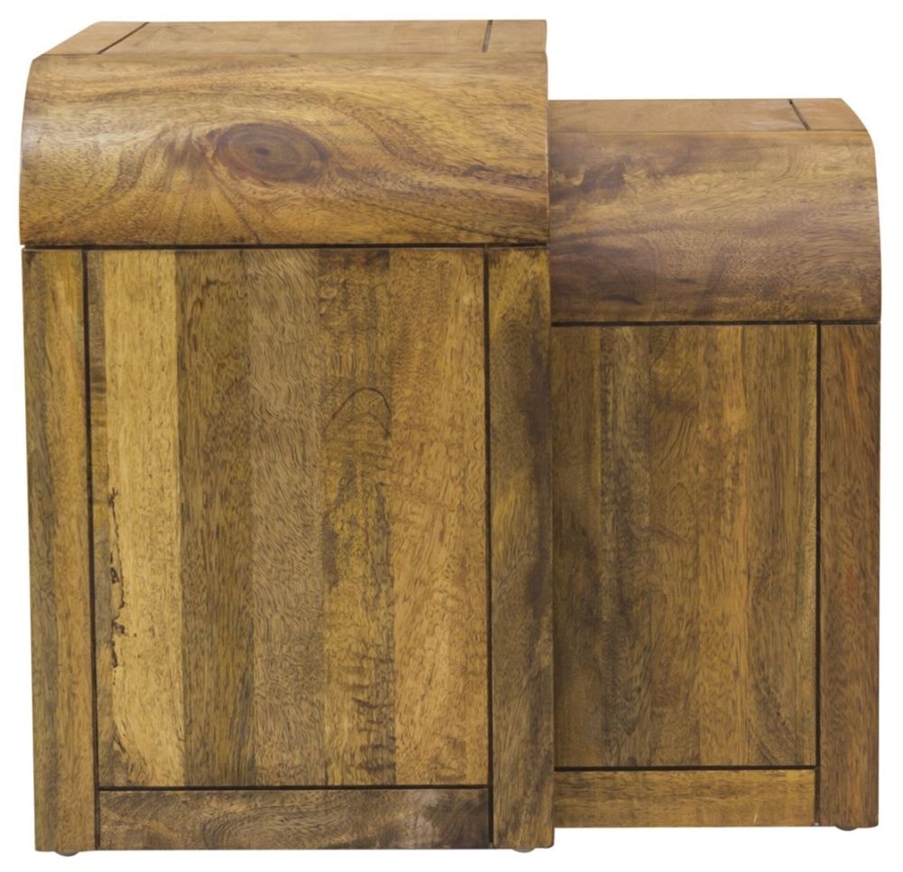 Curved Edge Mango Wood Nest of 2 Tables