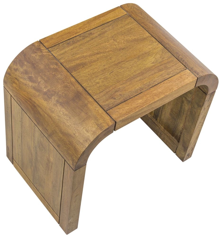 Curved Edge Mango Wood Nest of 2 Tables