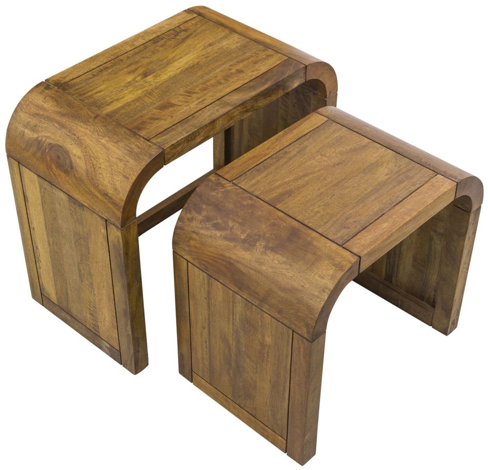 Curved Edge Mango Wood Nest of 2 Tables