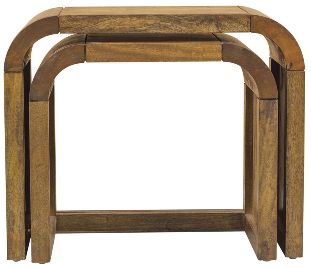 Curved Edge Mango Wood Nest of 2 Tables