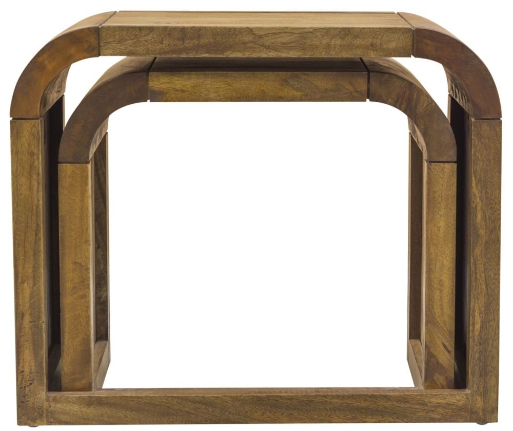 Curved Edge Mango Wood Nest of 2 Tables