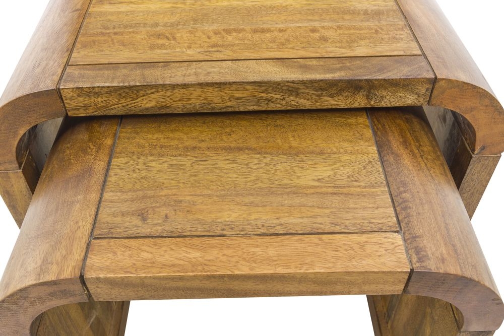 Curved Edge Mango Wood Nest of 2 Tables