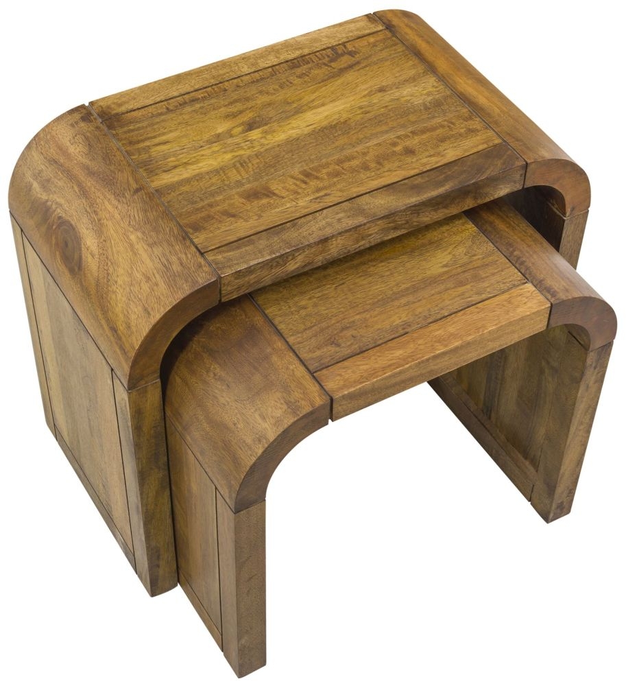 Curved Edge Mango Wood Nest of 2 Tables