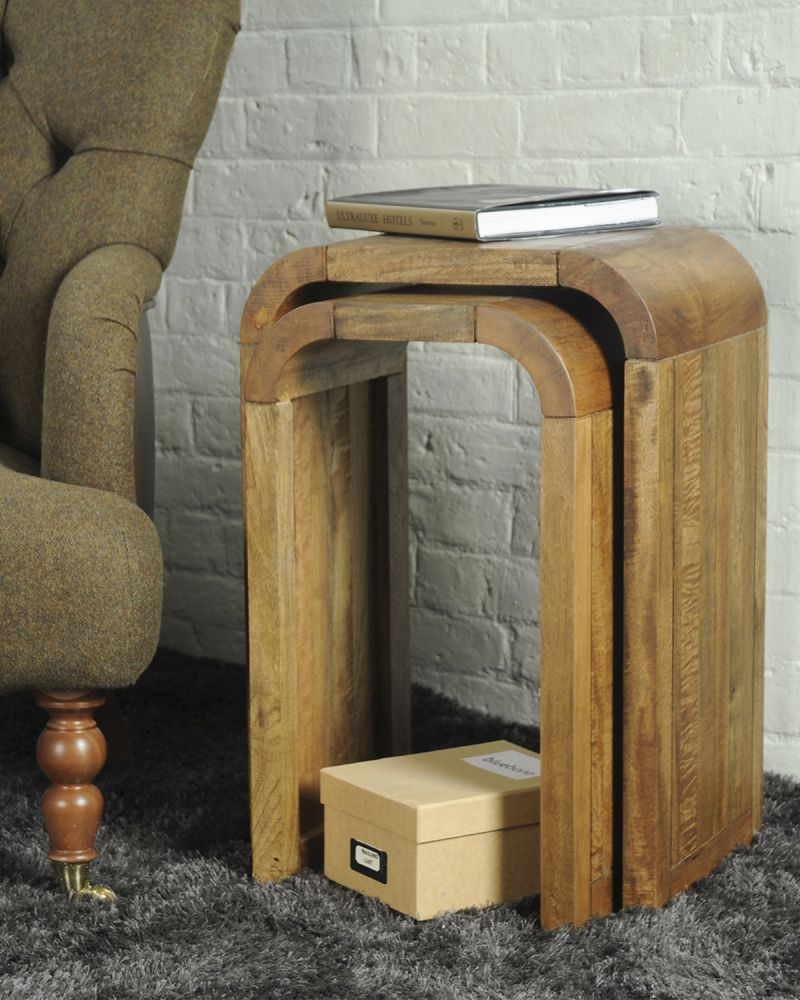 Curved Edge Mango Wood Nest of 2 Tall Tables