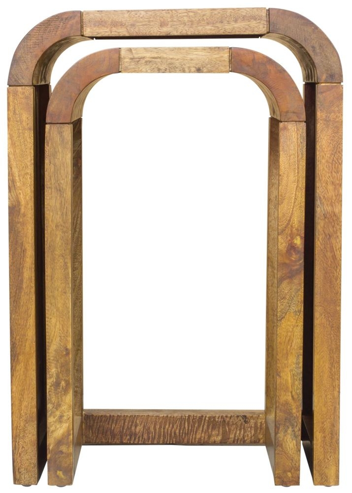 Curved Edge Mango Wood Nest of 2 Tall Tables