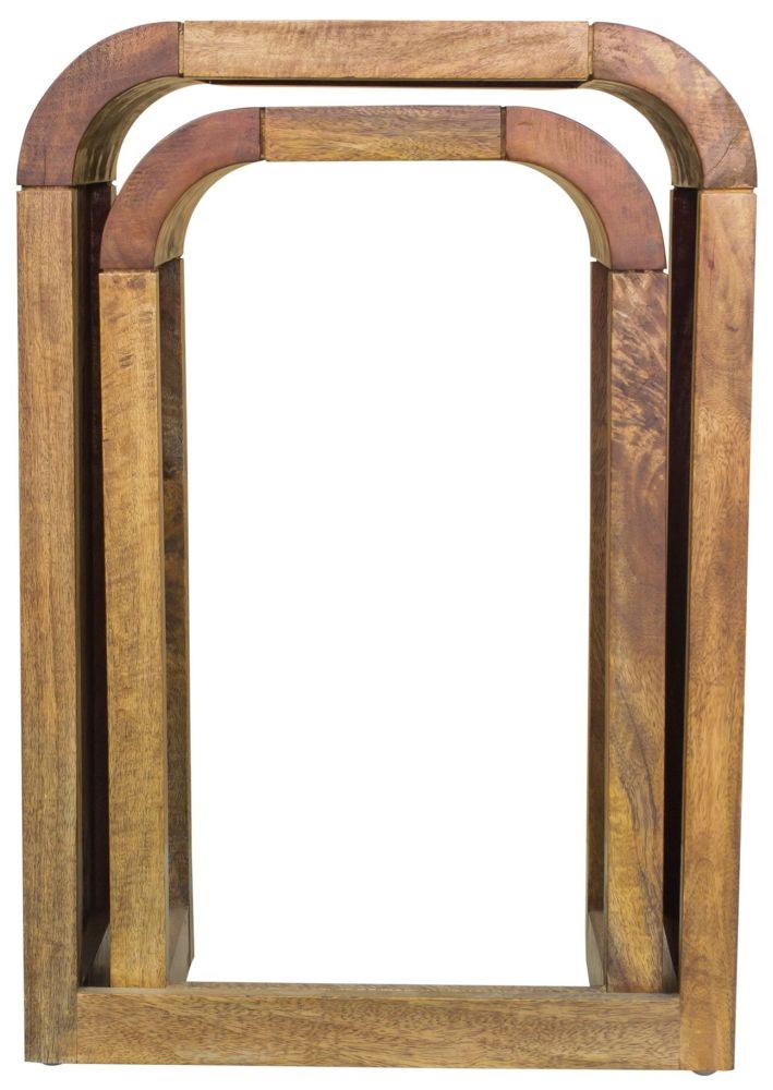 Curved Edge Mango Wood Nest of 2 Tall Tables