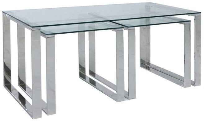 Harry Nest of 3 Tables - Glass and Chrome