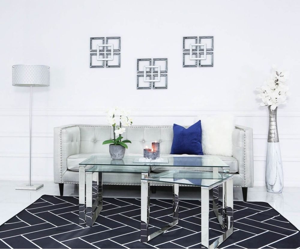 Harry Nest of 3 Tables - Glass and Chrome