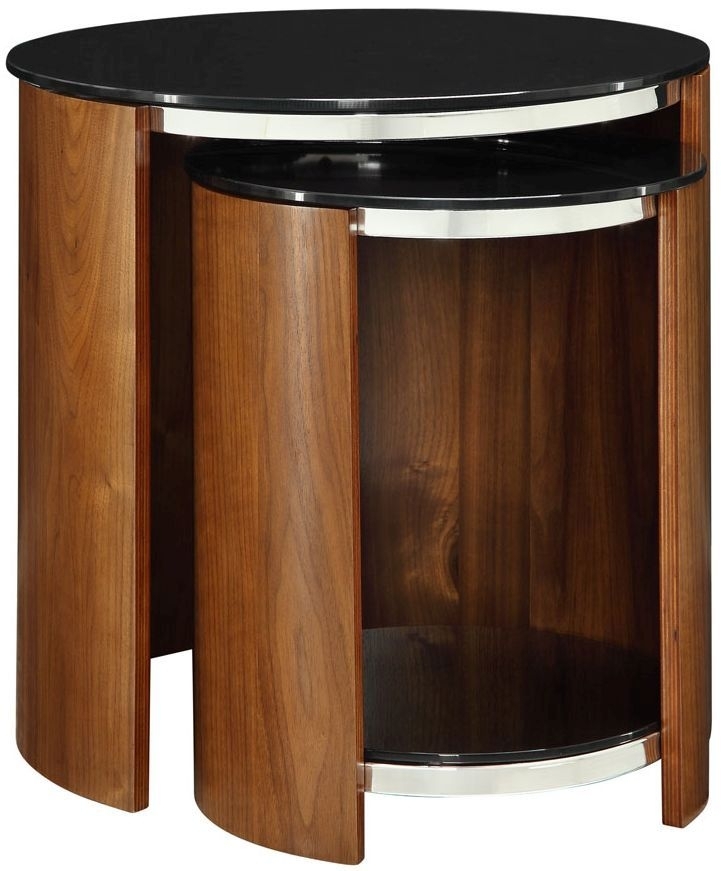 Curve Nest of Tables - Walnut - Glass - JF305