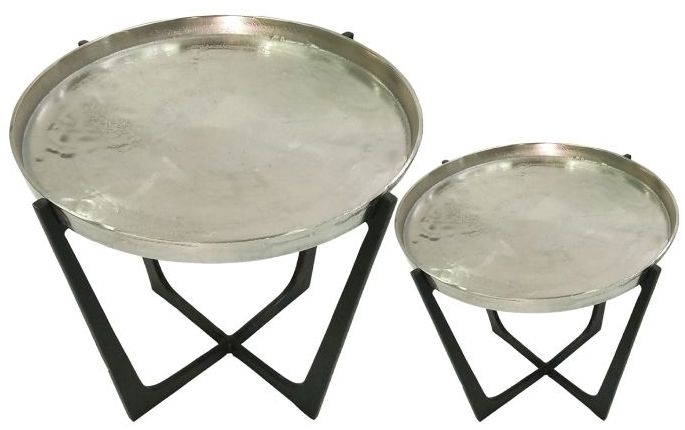 Rohan Nest of Tables - Round - Nickel and Black - Set of 2