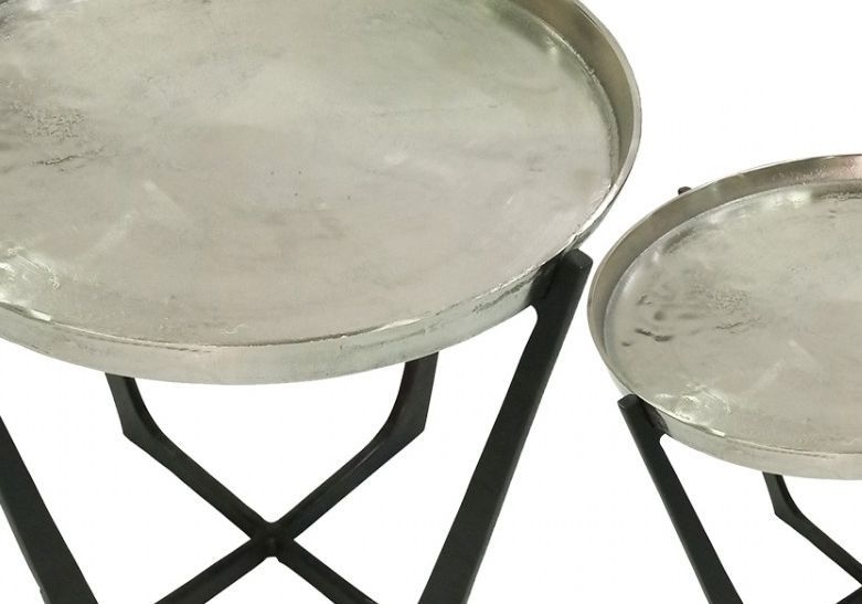 Rohan Nest of Tables - Round - Nickel and Black - Set of 2