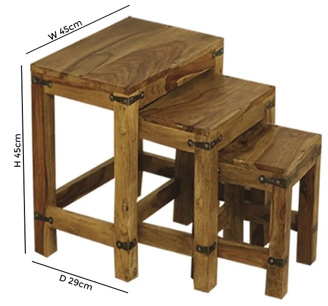 Thacket Sheesham Wood Nest of 3 Tables