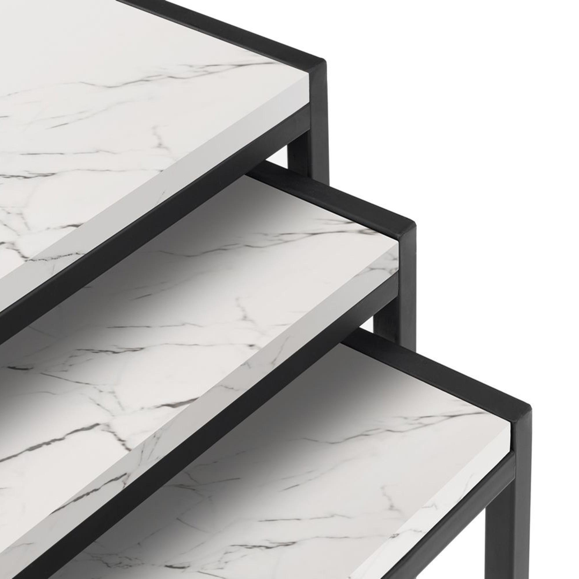 Tribeca Nest of Tables - Set of 3 - White Marble Effect