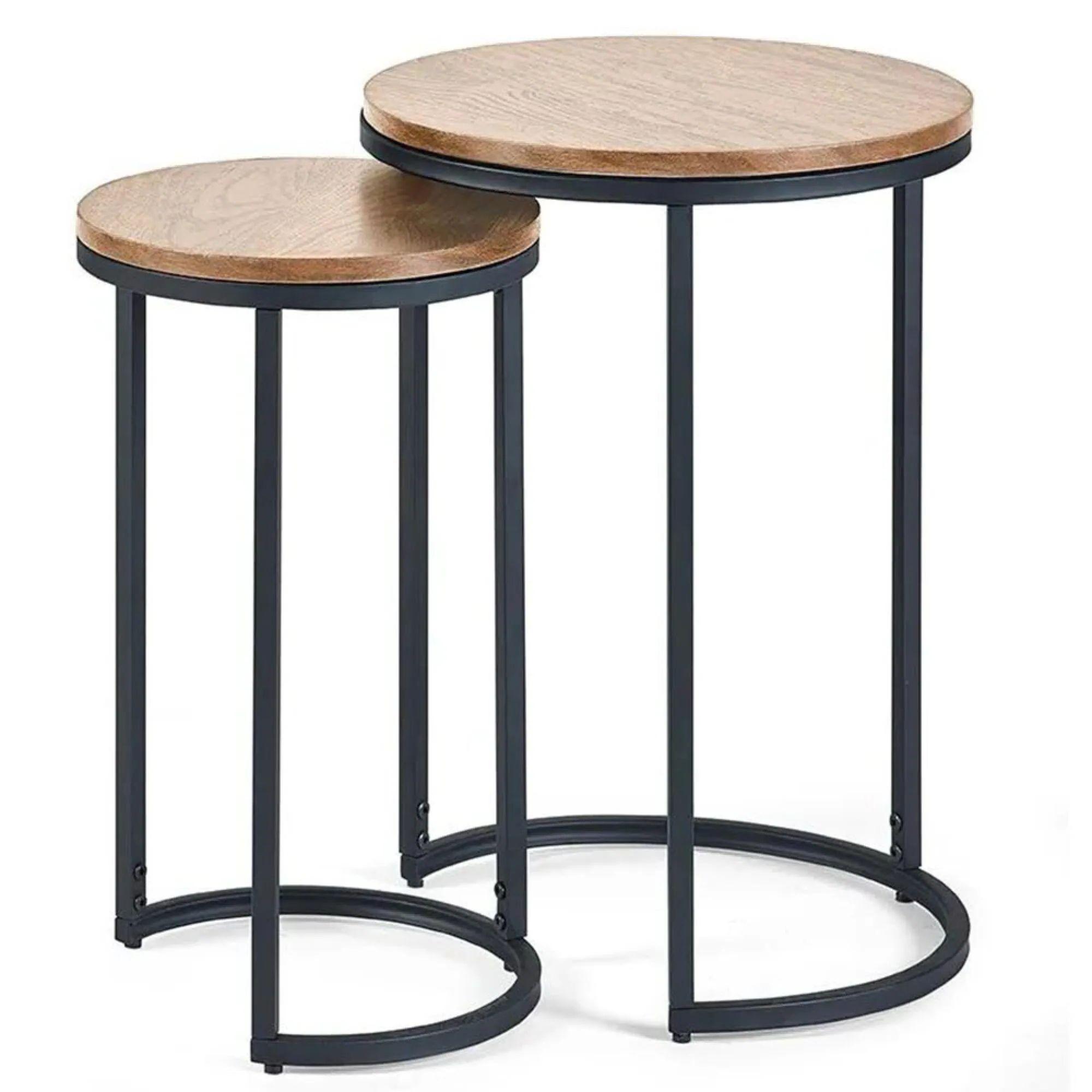 Tribeca Round Nest of Tables - Set of 2 - Oak