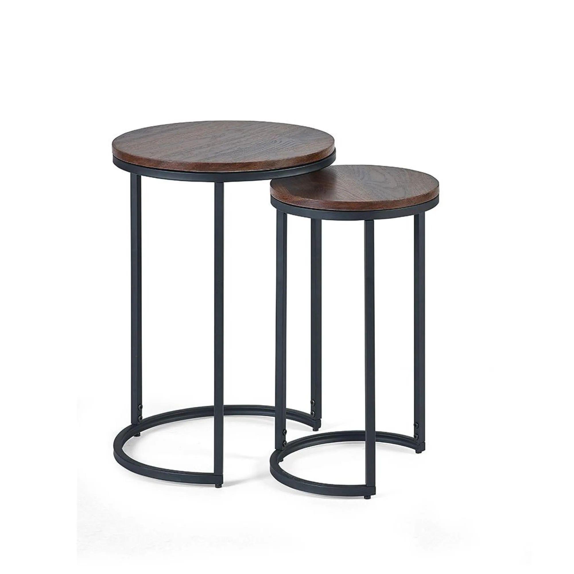 Tribeca Round Nest of Tables - Set of 2 - Walnut
