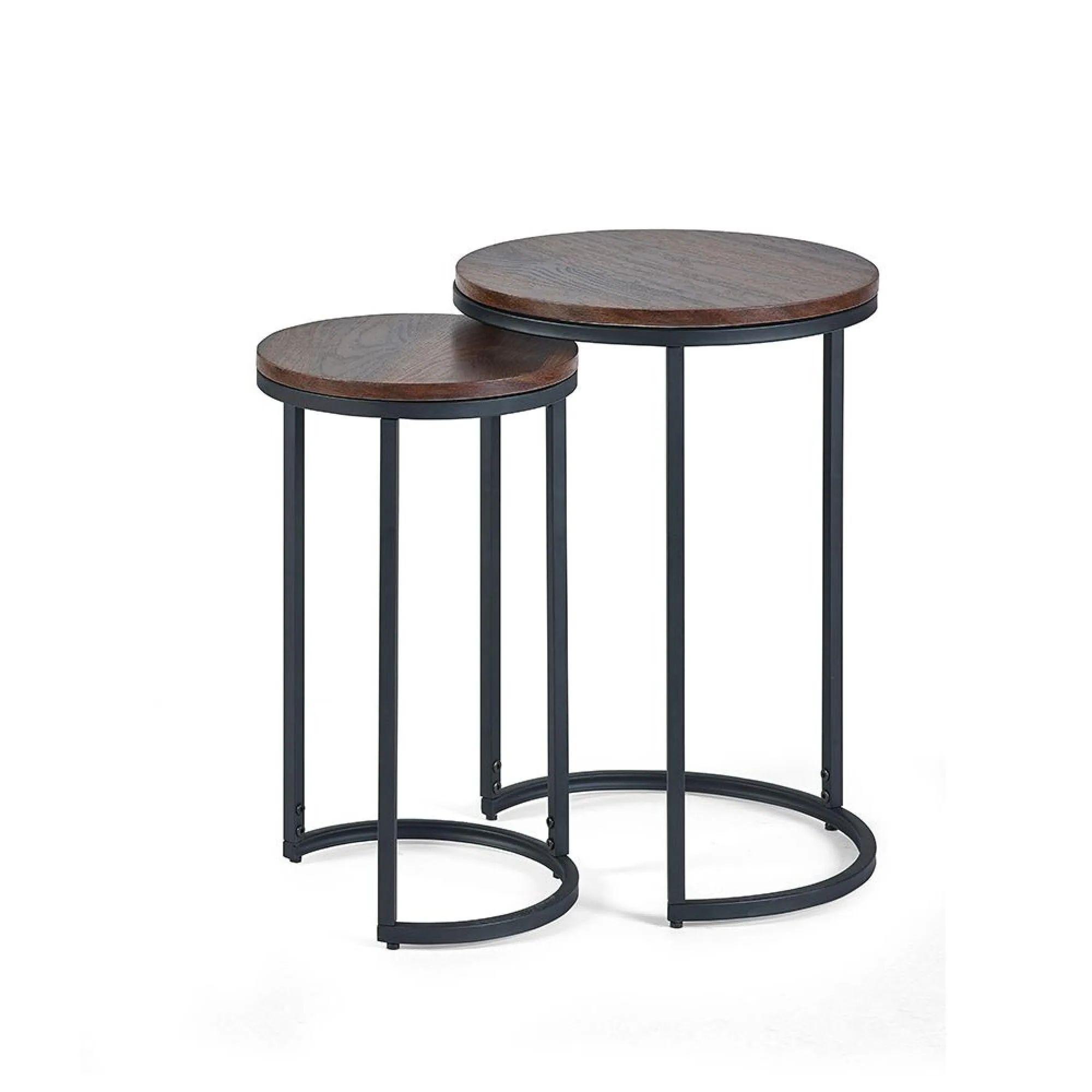 Tribeca Round Nest of Tables - Set of 2 - Walnut