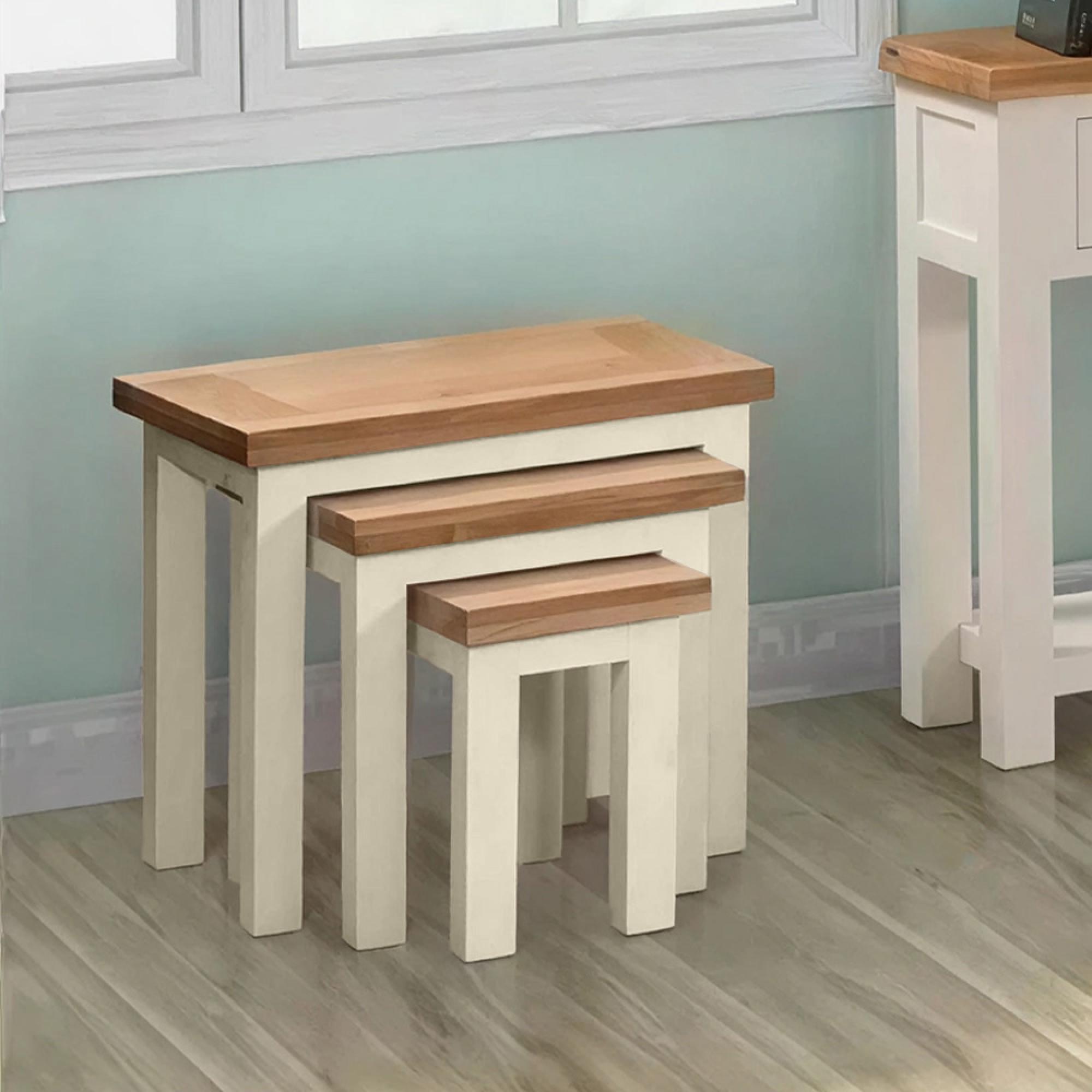 Lundy Nest of Tables - Set of 3 - Ivory Painted