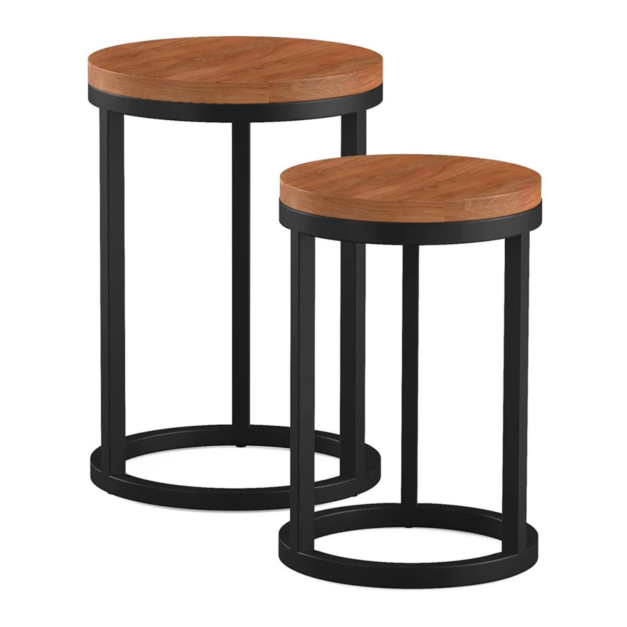 Rayne Acacia Round Nest of 2 Tables