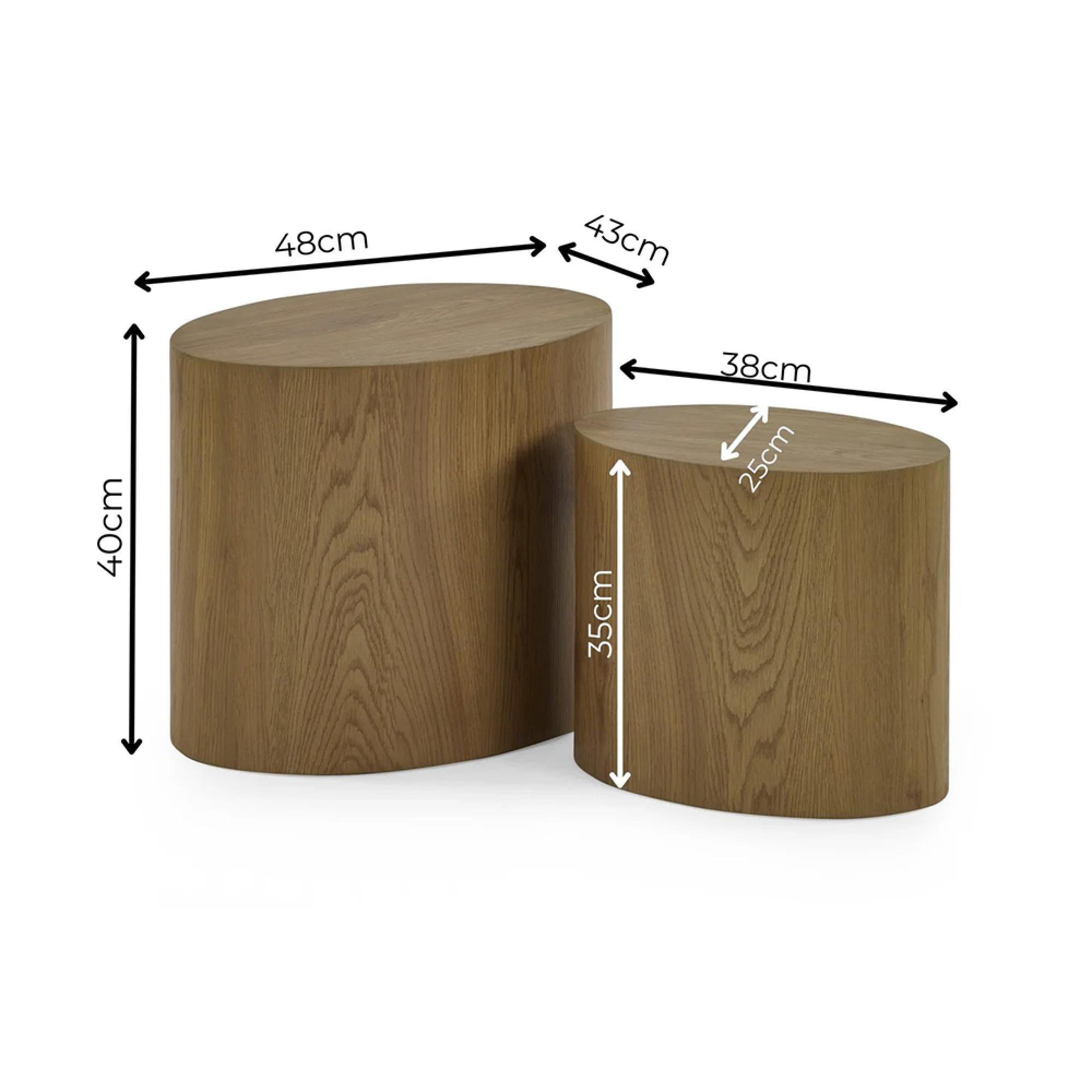Toba Nest of 2 Tables - Oval - Light Oak