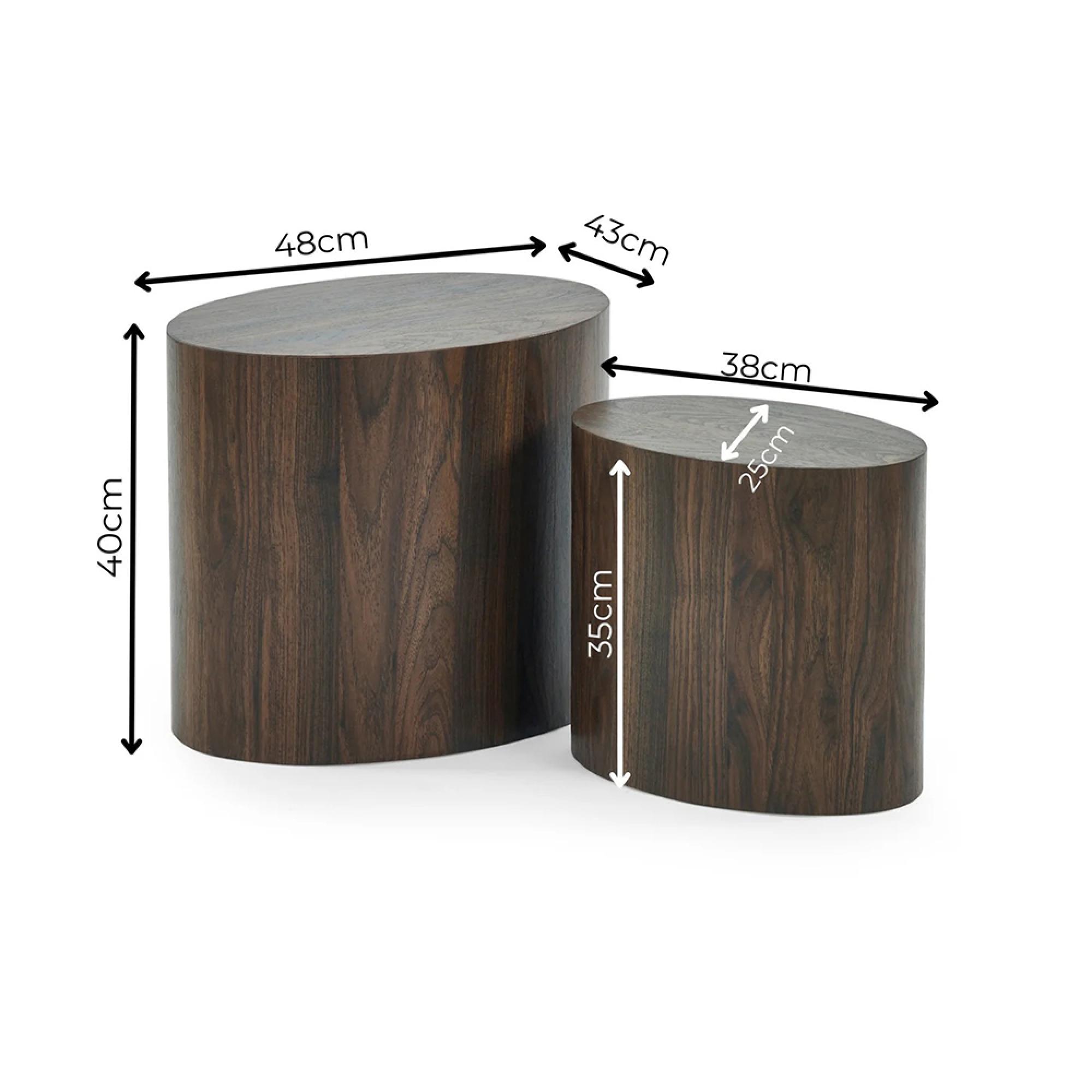 Toba Nest of 2 Tables - Oval - Walnut