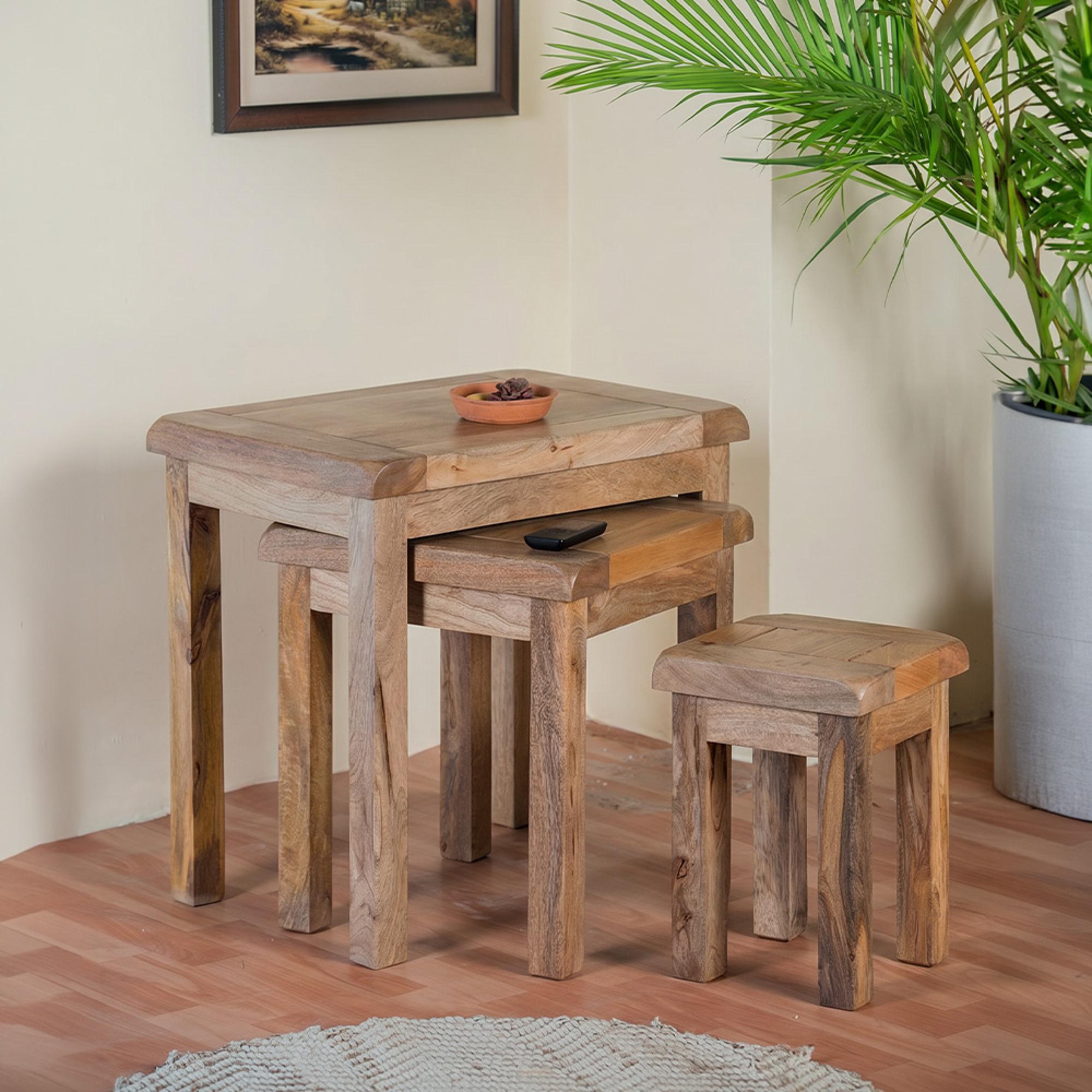 Odisha Nest of Tables - Set of 3 - Solid Mango Wood